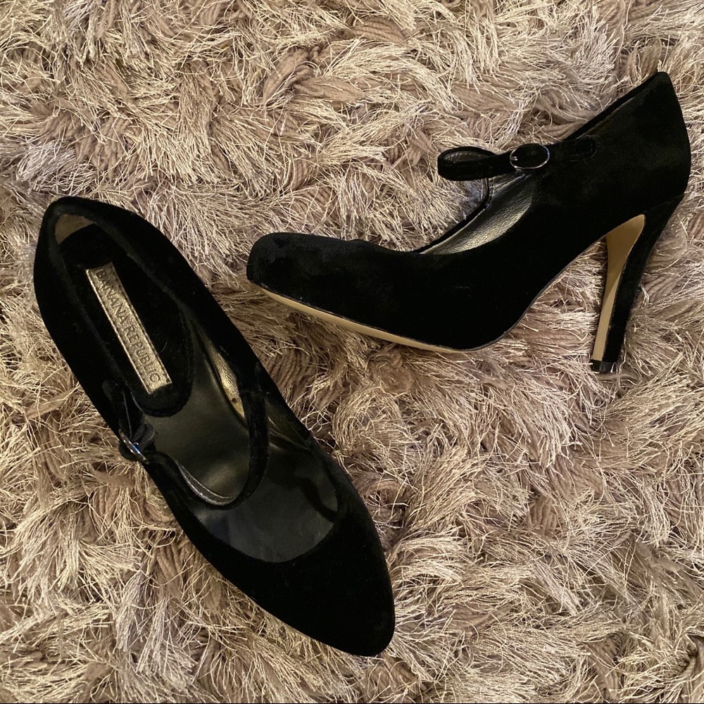 Banana Republic Black Velvet Mary Jane Heels
